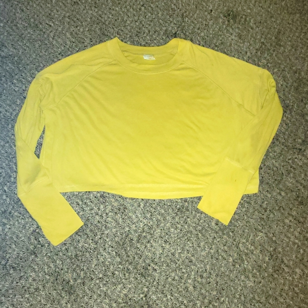 By Together Collection long sleeve mustard yellow crop top with thumb holes